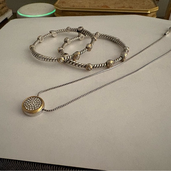 Brighton Massandra Two Hinged Bracelets and Pave Pendant Necklace - Picture 1 of 3
